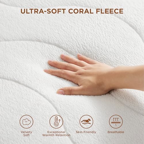 Bedsure Heated Mattress Pad King Ultra Soft Bed Warmer, Plush Coral Fleece - Image 2