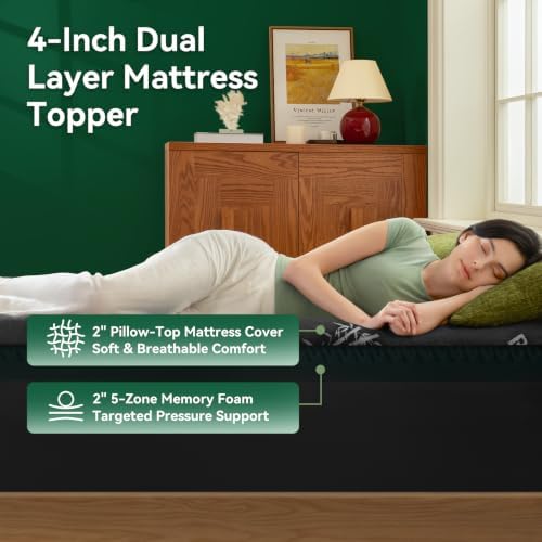 Twin 4-Inch 2-in-1 Cooling Memory Foam Mattress Topper - Image 2