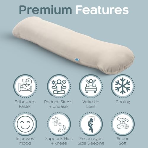 SleepCloud Weighted Body Pillow 8lbs, Cooling Tencel Cover, 48” x 14” XL - Image 3