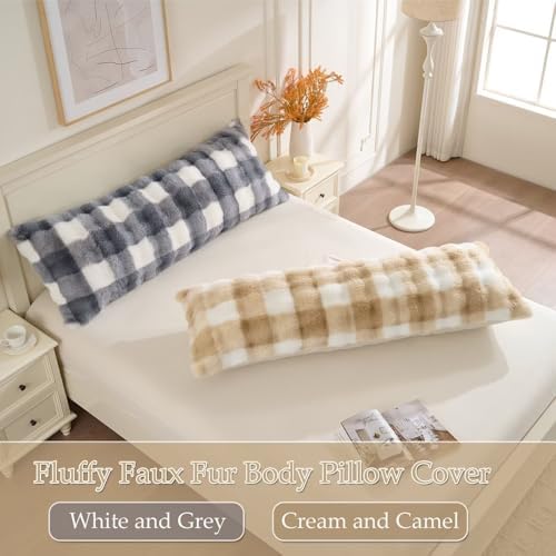 20"x54"Luxury Shaggy Faux Fur Body Pillow Cover, Bubble Fluffy Plush Bed Body - Image 2