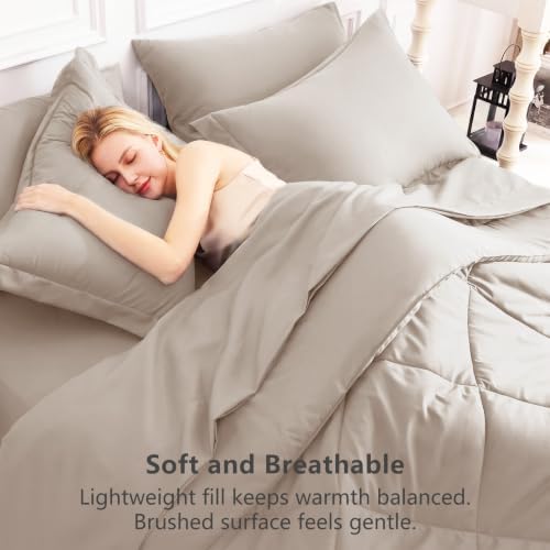CozyLux King Comforter Set 102"x90" Linen - Image 4