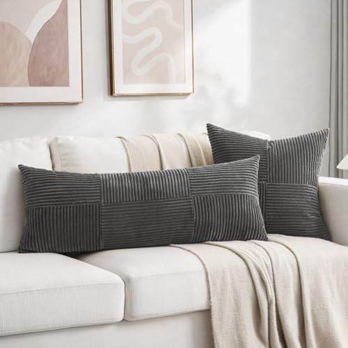 Fancy Homi 2 Packs Dark Gray Decorative Throw Pillow Covers 16x16 Inch - Image 5