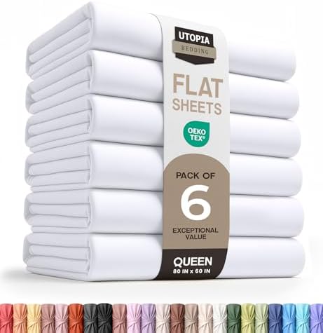 Queen Size Flat Sheet Only Pack of 6, Ultra Soft Hotel Sheets by UTOPIABEDDING