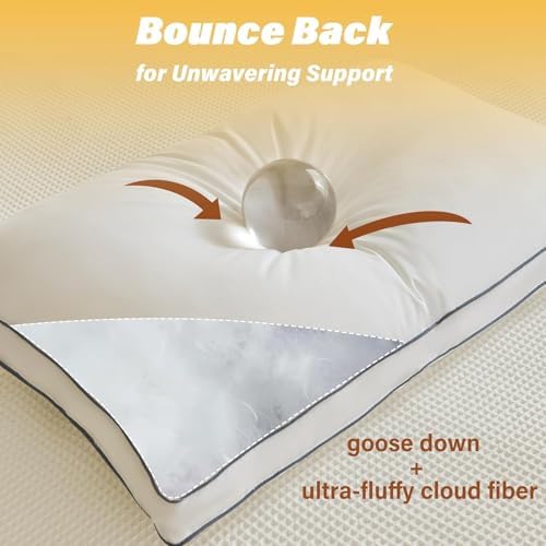 Goose Down Fiber Body Pillow for Adults, Long Bed Pillows - Image 2