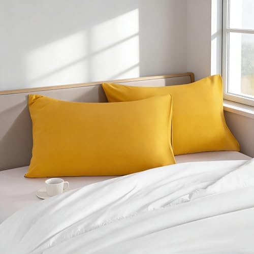 King Pillow Cases, 2 Pack, 20x40 in, Microfiber, Ginger Yellow - Image 2