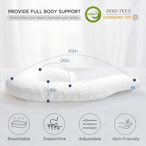 Body Pillow for Adults, Swan Bed Pillow Insert for Sleeping, 49 In - Image 6