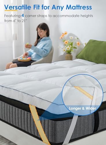 QUEEN ROSE Mattress Topper Full Size, Pillow Top Extra Thick Mattress Pad - Image 6