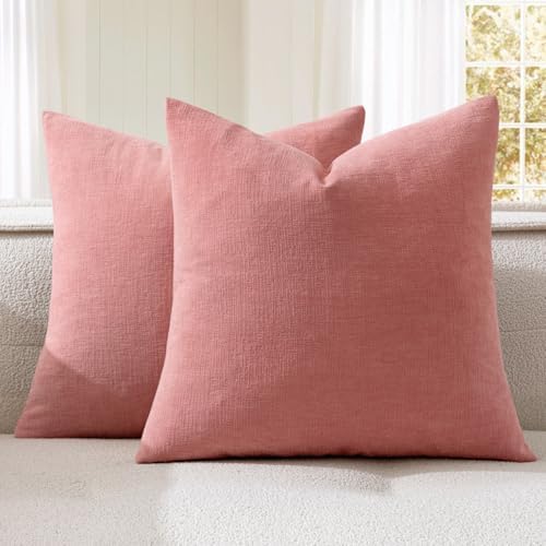 MIULEE Coral Red Chenille Couch Throw Pillow Covers by MIULEE
