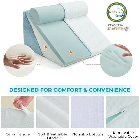 BDEUS 3PCS Wedge Pillow Set for After Surgery, Back Pillow for Bed Sitting up - Image 6