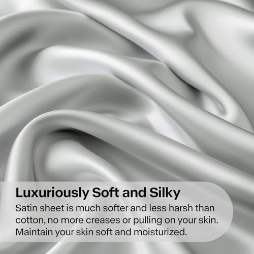 BEDELITE Satin Sheets King Size Bed Set, 4 Pieces - Image 3