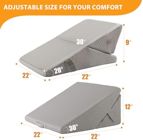 Ruqmuis Wedge Pillow Set for After Surgery, Adjustable 9&12 Inch Bed Wedge - Image 3