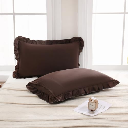Merryword Dark Brown Pillow Shams Chocolate Queen Pillowcases Cute Pillow Cover - Image 5