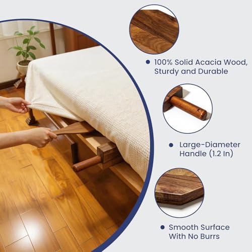 Mattress Lifter Tool for Changing Sheets and Bed Skirts, Acacia Wood - Image 2