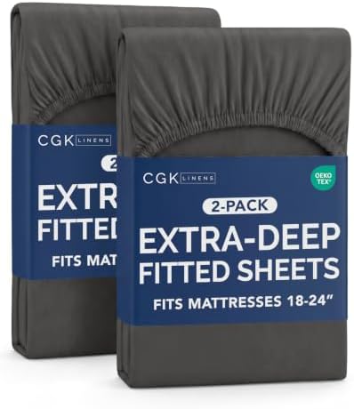 CGK Linens 2 Pack Extra Deep King Fitted Sheets by CGKUnlimited