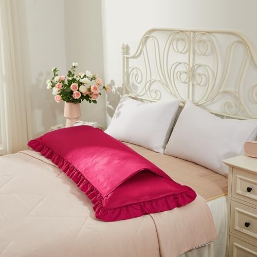 Wine Red Satin Pillowcases Body Pillow - Image 4