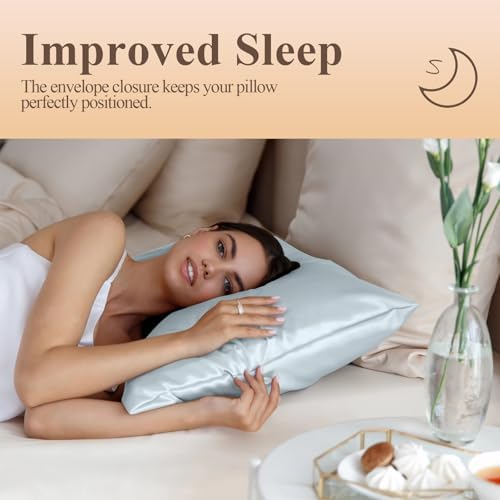 Silk Like Satin Pillowcase Queen Size, Baby Blue, 2 Pack, 20x30 Inches - Image 5
