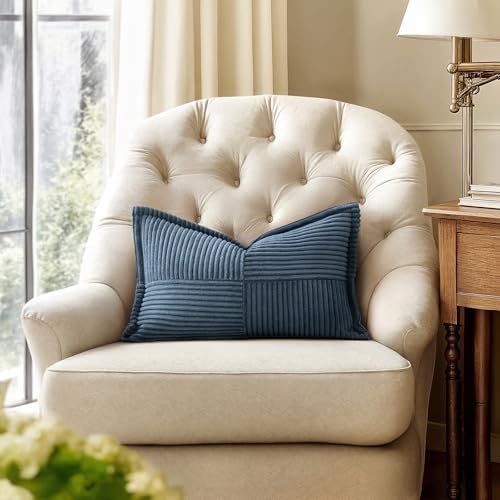 MIULEE Decorative Lumbar Throw Pillow Covers 14x22 Inch Blue 2 Pack - Image 4