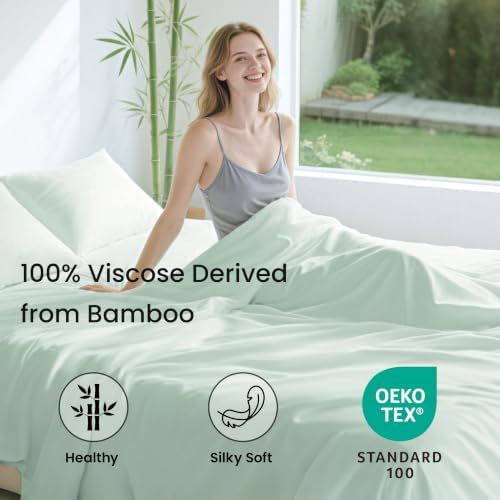 Love's cabin 4 Piece Queen Sheet Set, 100% Rayon Derived from Bamboo, Cooling & - Image 2