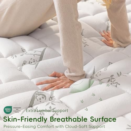 NEWDECO Twin Mattress Topper Cooling Bamboo Viscose Pillow Top Mattress Pad - Image 3