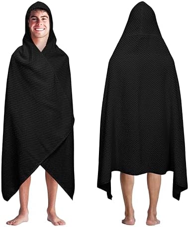 COTTON CRAFT Hooded Bath Towel for Adults – 100% Cotton Waffle Weave Towel by COTTONCRAFT