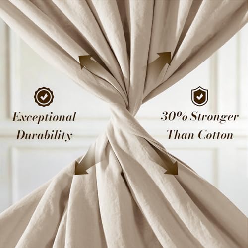 SONORO KATE 100% French Linen Twin Size Sheets Set, Natural Flax Bedding - Image 4