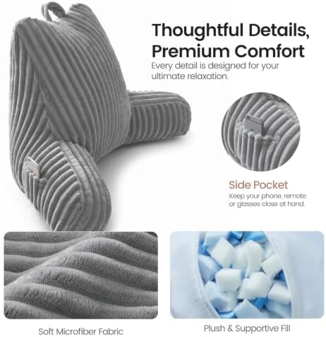 Reading Pillow for Sitting up in Bed, Adjustable Memory Foam Bed Rest Pillow - Image 4