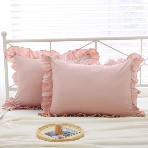 Mywinlle Ruffle Pillowcases Farmhouse Pillow Shams Standard Set of 2, Shabby by Mywinlle