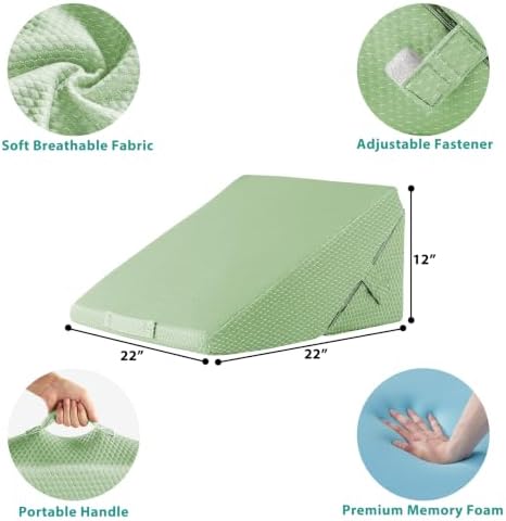 Bedluxe Wedge Pillow for Sleeping, Adjustable 9&12 Inch Foldable Bed Wedge - Image 4