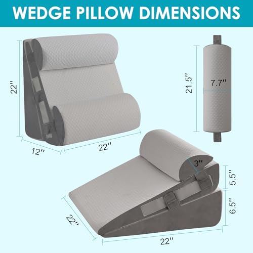 4Pcs Wedge Pillow Set for After Surgery, Acid Reflux Relief, Adjustable Bed - Image 2