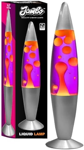 JAMBO 16" Beautiful Lamp- Purple with Yellow/Orange Wax, Relaxing Liquid Light, Night Light Nightlight, Home Decor Living Room Office Bedroom Lamp for Adults Teens Kids Magma Motion by Jambo