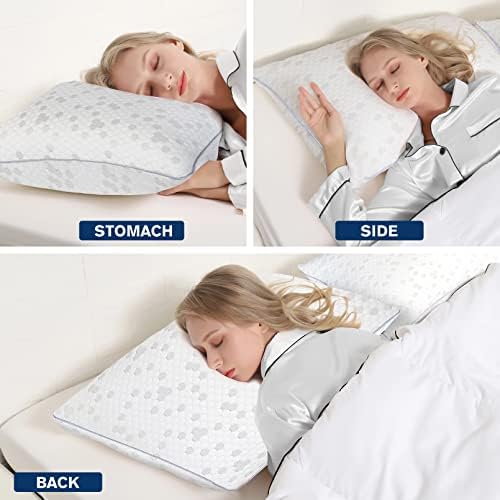 HIMOON Shredded Memory Foam Pillows, Medium Firm Standard Size Pillows 2 Pack - Image 6