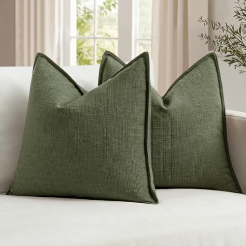 MIULEE Thick Textured Decorative Throw Pillow Covers 18x18 Inch Dark Green by MIULEE