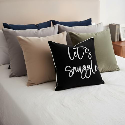 Sunkifover Let's Snuggle Decorative Throw Pillow Cover 18"x18" Black - Image 5