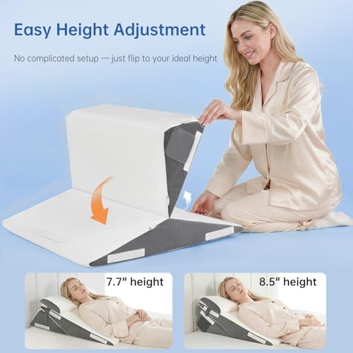 Vekkia 2PCS Wedge Pillow Set for Sleeping After Surgery, Fit for Acid Reflux - Image 4