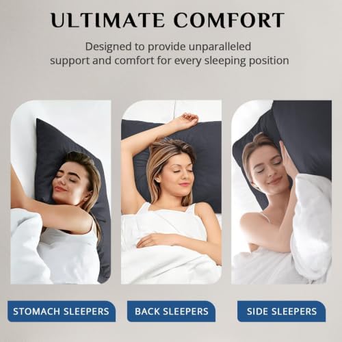 JOLLYVOGUE Black Pillows Standard Size Set of 4, Washable Supportive Firm Full - Image 7