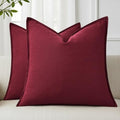 decorUhome Fall Burgundy Linen Throw Pillow Covers 24x24 Set of 2 by decorUhome
