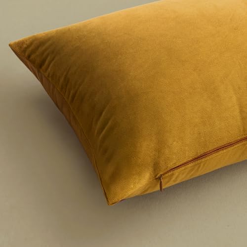MIULEE 24x24 Inch Pack of 2 Euro Velvet Throw Pillow Covers Mustard Yellow - Image 7