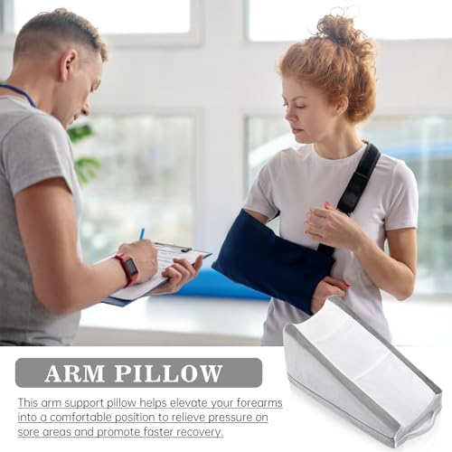 Buryeah White and Light Grey Arm Elevation Pillow 2 Pocket, Plush Material - Image 6