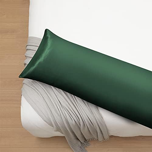 Ersmak Satin Body Pillow cover Set of 2, 20x54 Inches, Dark Green, Ultra Soft - Image 5