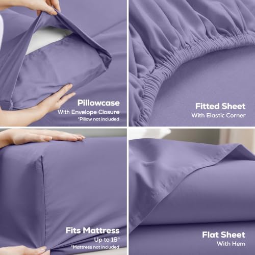 Queen Sheets Set, 4 Pieces 16" Deep Pocket Hotel Luxury Bed Sheets - Image 3