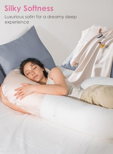 QUEEN ROSE Pregnancy Body Pillow Cover, Satin Cooling Pillowcase - Image 4