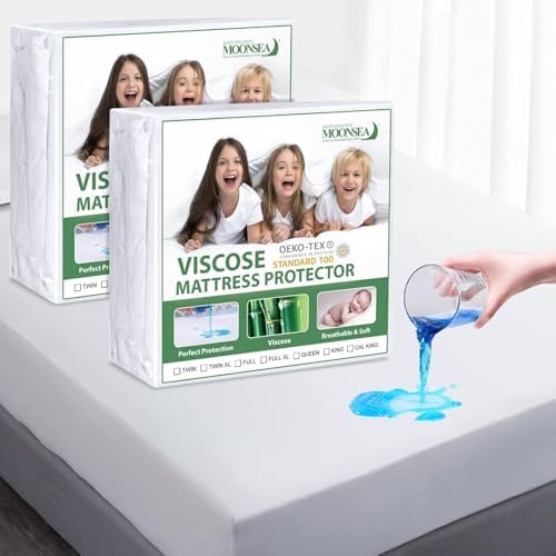 Twin XL Mattress Protector Waterproof, Viscose Cooling Jersey Extra Long Twin by Moonsea