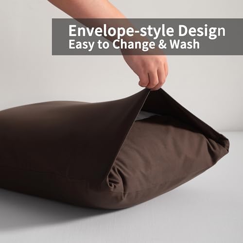 King Pillow Cases, 2 Pack, 20x40 in, Microfiber, Dark Brown - Image 4