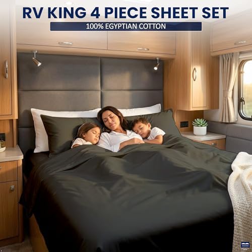 Cottingon 4 Piece Short Queen Sheets, Egyptian Cotton, Dark Grey - Image 3