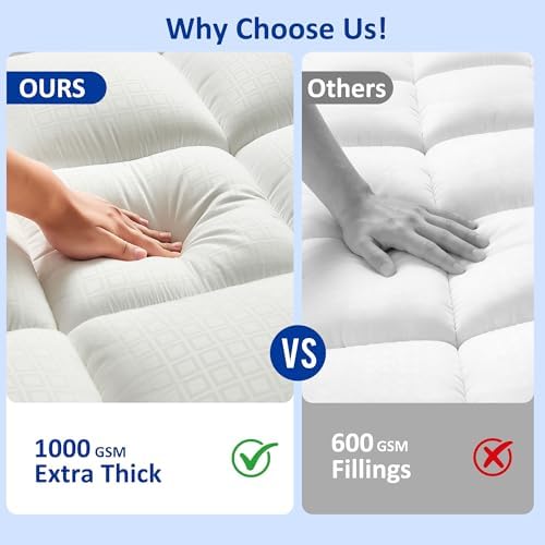 Queen Mattress Topper, Extra Thick Pillow Top Mattress Pad - Image 3