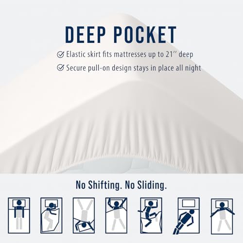 OLANLY King Quilted Fitted Mattress Pad, Down Alternative Fill, Off White - Image 5