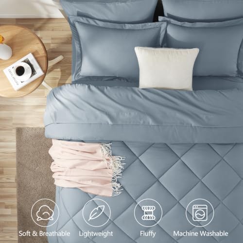 CozyLux Full Comforter Set 82"x86" Dusty Blue - Image 2