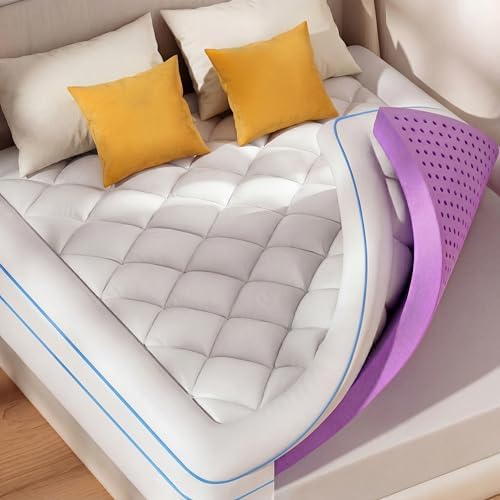 SINWEEK 5 Inch Dual Layer Memory Foam Mattress Topper King Size, 2 Inch Gel by SINWEEK