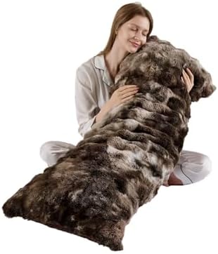 20"x54"Luxury Shaggy Faux Fur Body Pillow Cover, Bubble Fluffy Plush Bed Body by Animebody
