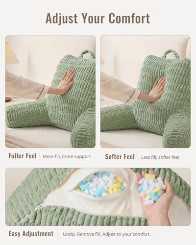 Blissful Diary Reading Pillow for Bed, Back Pillow Sitting Up, Sage Green - Image 3
